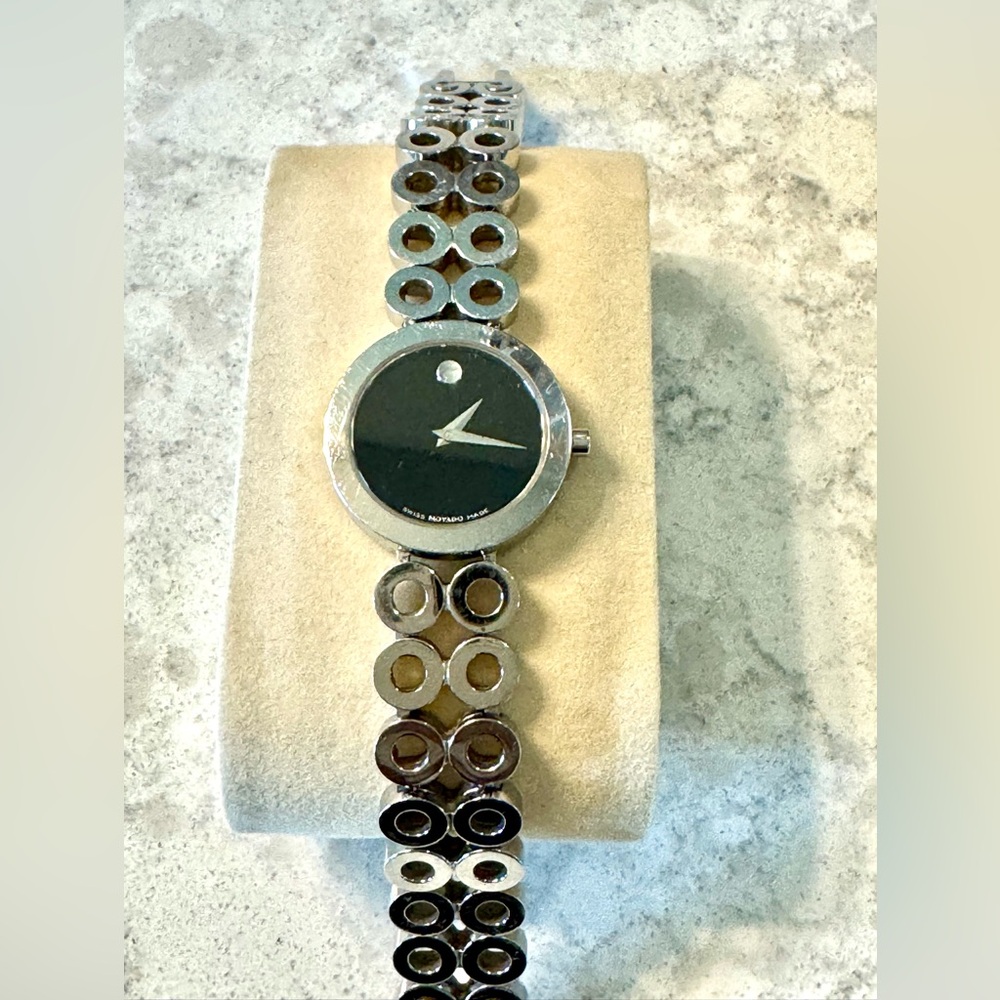 Movado Women's Silver and Black Watch